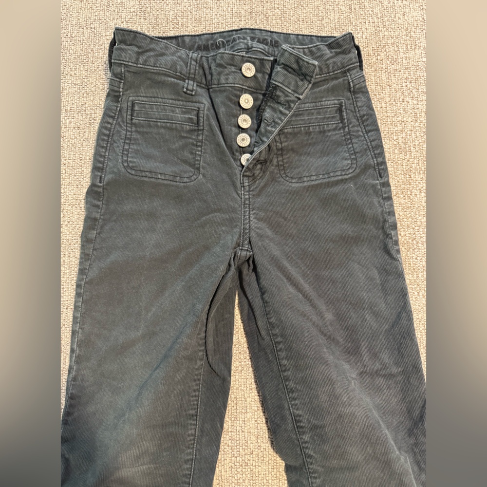 American Eagle Charcoal corduroy flare pant